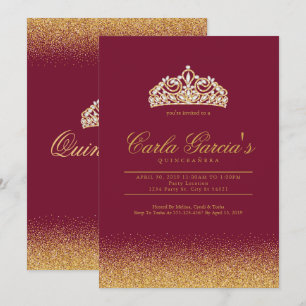 Quinceanera Guld & Sparling-inbjudan Inbjudningar