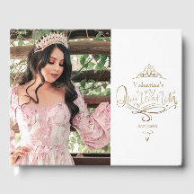 Quinceañera guld vit fotogästbok
