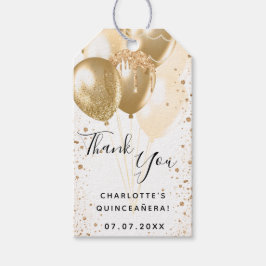 Quinceanera guld, vit glitter tack presentetikett