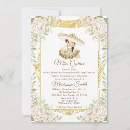 Quinceanera Guld Vita Rosor Fiesta Mis Quince  Inbjudningar