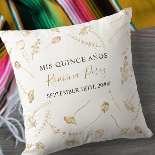 Quinceanera Guld WildblomAnpassningsbar Mis Quince Kudde