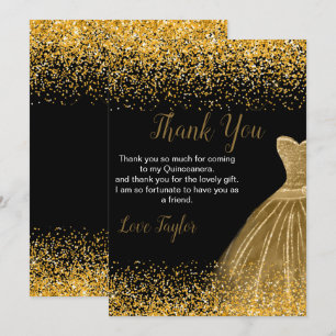 Quinceanera Guldklänning Falskt Glitter Tack Kort