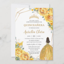 Quinceañera Gult Blommigt Princess Krona Birthday
