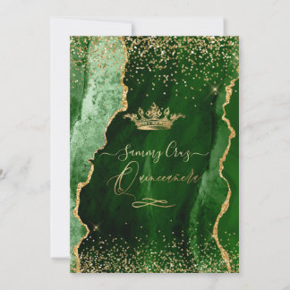 Quinceanera H2 Emerald Grönt Agate Faux Guld Dust Inbjudningar