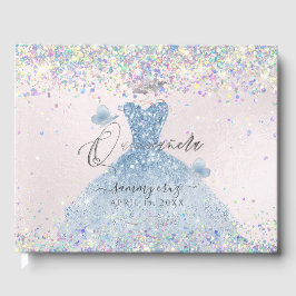 Quinceanera Holografiska konfetti Dusty Blue Dress Gästböcker