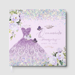 Quinceanera Holografiska konfetti Dusty-Lila Gästböcker