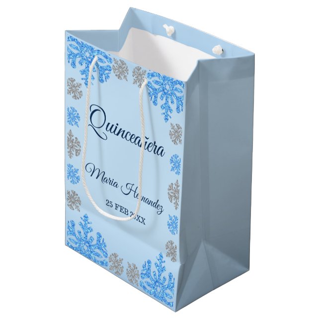Quinceañera Ice Blue Silver Winter Snowflake (Framsidan Vinklad)