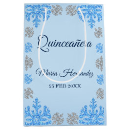 Quinceañera Ice Blue Silver Winter Snowflake