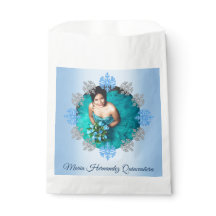 Quinceañera Ice Blue Silver Winter Snowflake