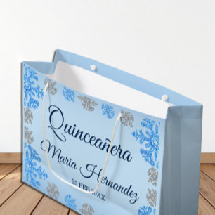 Quinceañera Ice Blue Silver Winter Snowflake