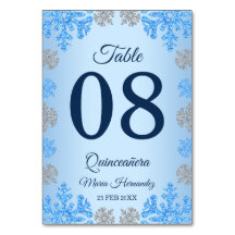 Quinceañera Ice Blue Silver Winter Snowflake