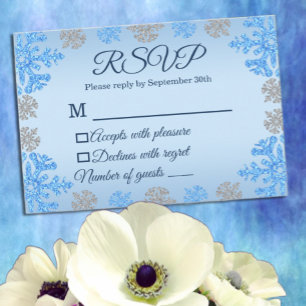 Quinceañera Ice Blue Silver Winter Snowflake OSA Kort