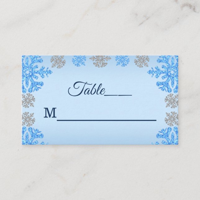 Quinceañera Ice Blue Silver Winter Snowflake Placeringskort (Framsida)