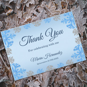Quinceañera Ice Blue Silver Winter Snowflake Tack Kort
