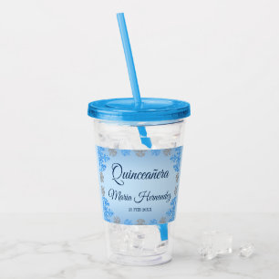 Quinceañera Ice Blue Silver Winter Snowflake Take Away Mugg