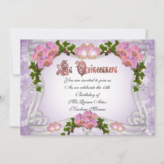 Quinceanera-inbjudan 15-årsdag elegant inbjudningar (Framsida)