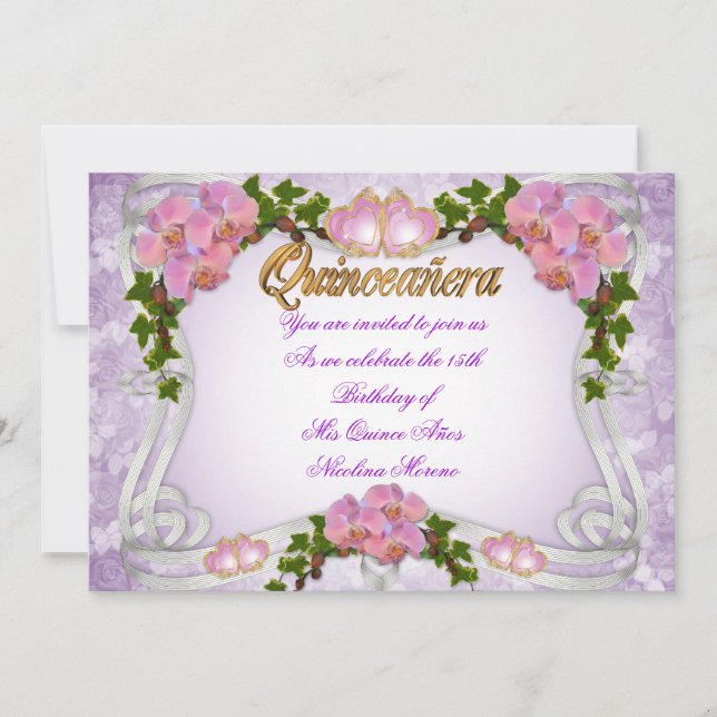 Quinceanera-inbjudan 15:e födelsedag elegant inbjudningar (Framsida)