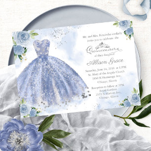 Quinceanera-inbjudan Bilingual Light Blue Gown Inbjudningar