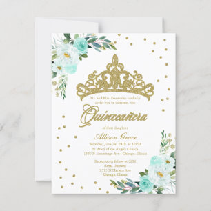 Quinceanera-inbjudan Bilingual Tiara Turkos