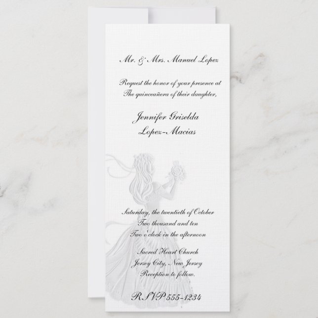 Quinceanera-inbjudan eller Sweet 16-Födelsedagsfes Inbjudningar (Framsida)