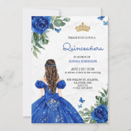 Quinceanera-inbjudan en flicka som bär blå klännin inbjudningar