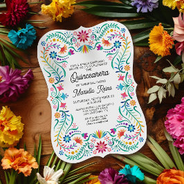 Quinceanera-inbjudan för färgfull Blommigt Inbjudningar