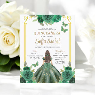 Quinceanera-inbjudan för Grönt av budgeterad Blomm Flygblad