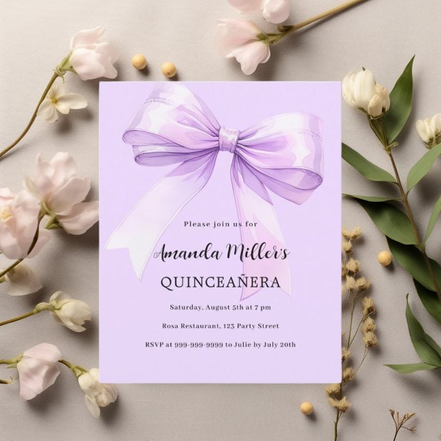 Quinceanera-inbjudan för lavender-eleganten (Skapare uppladdad)