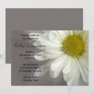 Quinceanera-inbjudan för mjuk vit Daisy Inbjudningar