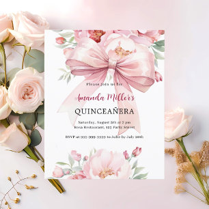 Quinceanera-inbjudan för rosa blommigtar