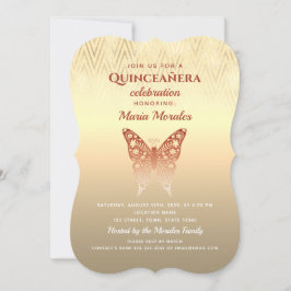 Quinceanera-inbjudan glitter Ro Inbjudningar