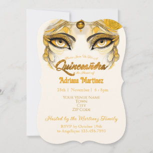 Quinceañera-inbjudan Guldglitter Inbjudningar
