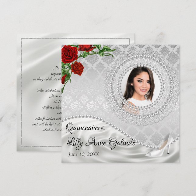 Quinceañera-inbjudan Inbjudningar (Fram/baksida)