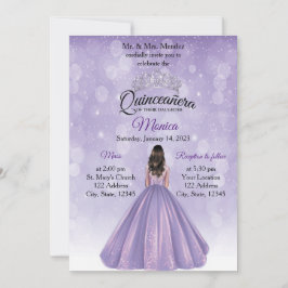 Quinceañera-inbjudan Lila och Silver Inbjudningar