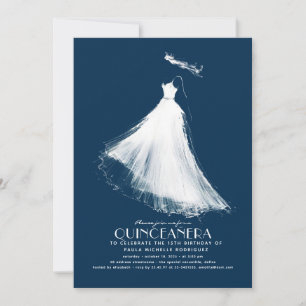 Quinceañera-inbjudan - marinblått, modern eterisk inbjudningar