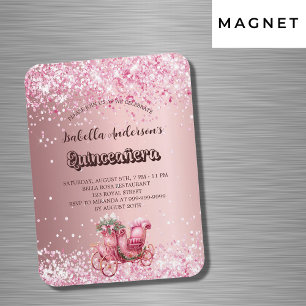 Quinceanera-inbjudan om lyxtransport av rosa magnet