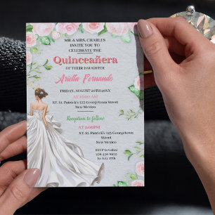 Quinceañera-inbjudan - Sage & Blommigt Guld Inbjudningar