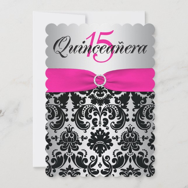 Quinceanera inbjudan | SKRIVEV UT BANDrosor, svart (Framsida)