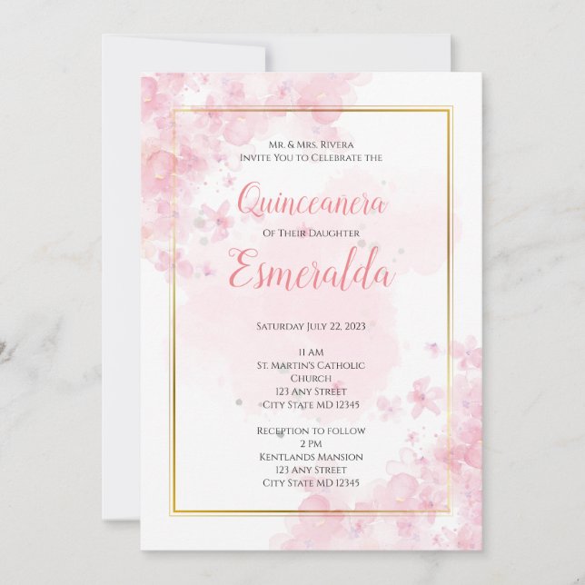 Quinceañera-inbjudan, Söt 15 Inbjudan (Framsida)