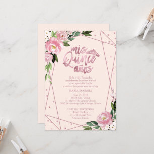 Quinceanera-inbjudan Spansk Rosé Rosa Guld Inbjudningar