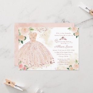 Quinceanera-inbjudan spanska  Ro Guld Inbjudningar