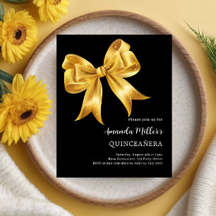 Quinceanera-inbjudan till Black guld