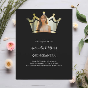 Quinceanera-inbjudan till Black krona