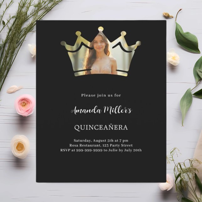 Quinceanera-inbjudan till Black krona (Skapare uppladdad)