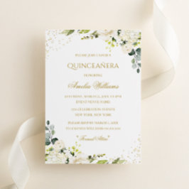 Quinceanera-inbjudan till Blommigten guld Gnistra Inbjudningar
