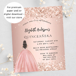 Quinceanera-inbjudan till budget för guld-klänning flygblad