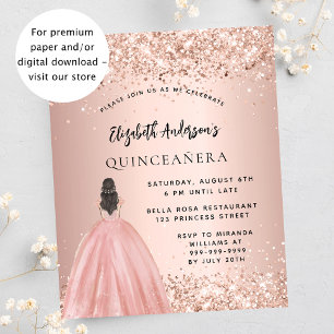 Quinceanera-inbjudan till budget för guld-klänning flygblad