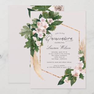 Quinceanera-inbjudan till den tropiska blommigten inbjudningar