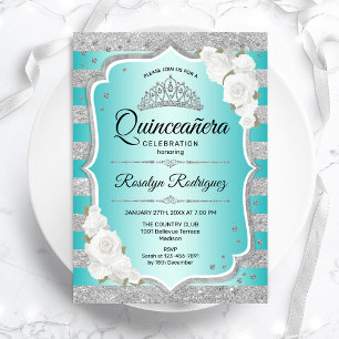 Quinceanera-inbjudan till Eleganten silver Teal Inbjudningar