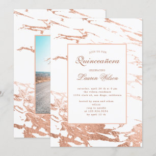 Quinceanera-inbjudan till faux faux faux marble ma inbjudningar